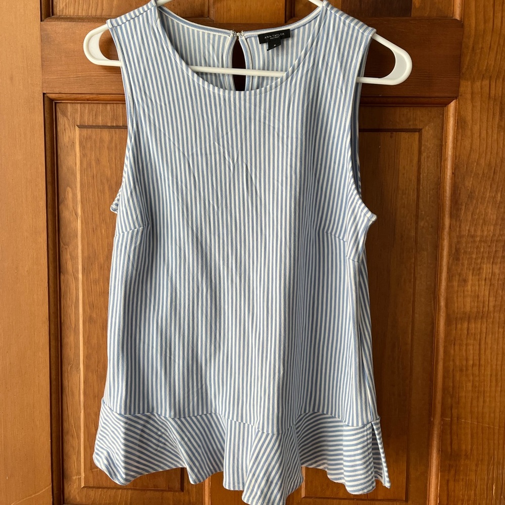 Ann Taylor Striped Peplum Top